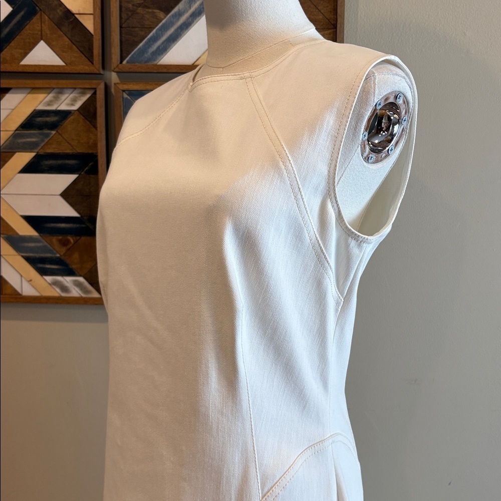 Ralph Lauren Collection Antique White Cotton Denim Sleeveless Dress sz 10 NWT - Picture 5 of 15